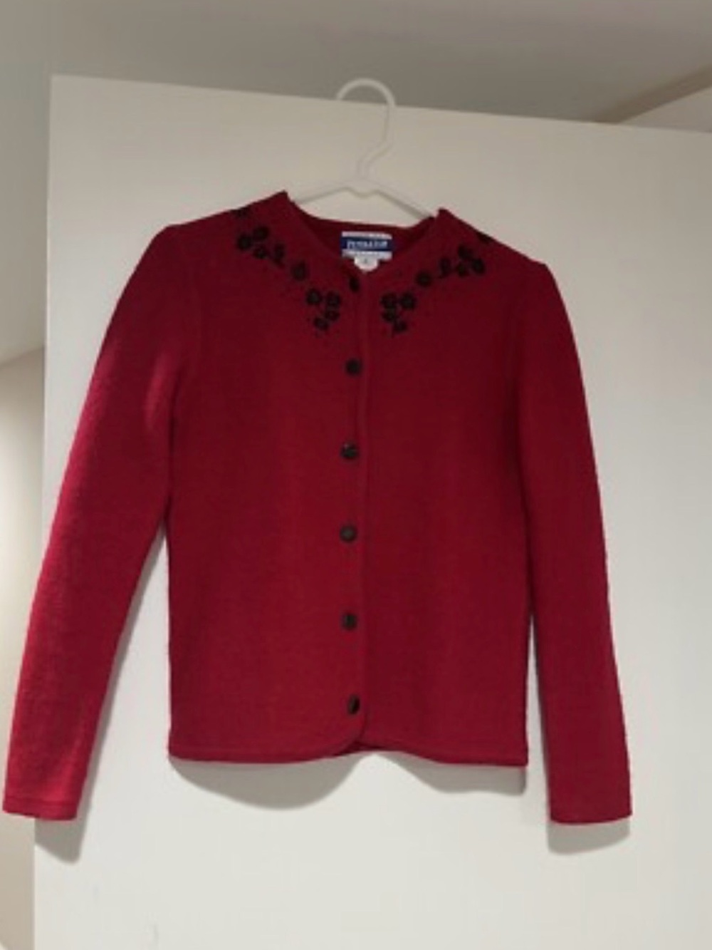 Pendleton 100% Wool Red Embroidered Cardigan Sweater
